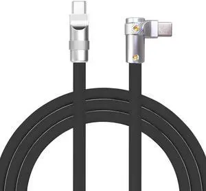 chubbycable FlexElbow Pro - 90 Degree Design 240W Fast Charge Cable Ultra-Thick Silicone Right Angle USB C Cable Phone Tablets Charging Cord, Black, Type-C to Type-C, 6.6FT