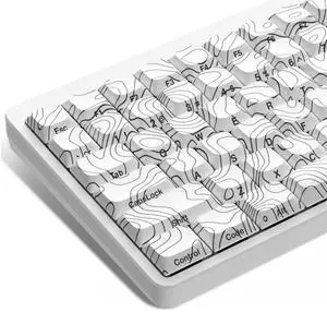 dagaladoo Low Profile keycaps,Double Shot PBT keycaps 60 75 100 Percent, White Topographic Keyboard caps,Side Printed,Dye Sublimation keycap for Most MX Switches Mechanical Keyboard