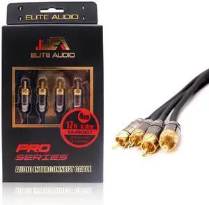 Elite Audio Pro Series 17ft. 4-Channel Car Audio RCA Cable - Triple Shielded Brass Connectors, Oxygen Free Copper Noise Reducing Audio Cable for Amplifiers Subwoofers Speakers and Processors - PRO417