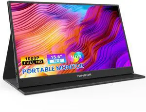 FANGOR Portable Monitor, 15.6" FHD 1080P Travel Monitor for Laptop, Ultra-Slim HDR IPS Computer Gaming Display, USB-C HDMI Screen Extender with Smart Cover for Laptop PC Phone Mac Xbox PS4/5 Switch