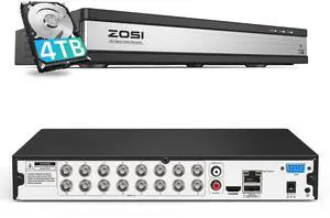 ZOSI 3K Lite H.265+ 16 Channel Video Security DVR Recorder with AI Human/Vehicle Detection,16CH Hybrid 4-in-1 CCTV DVR with 4TB HDD for Home Surveillance Camera System,Remote Access,24/7 Recording
