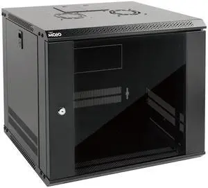 Tecmojo 9U Wall Mount Server Cabinet IT Network Rack Enclosure Lockable Door and Side Panels Black,Cooling Fan, Glass Door, 17.7inch Depth,for 19" IT Equipment, A/V Devices