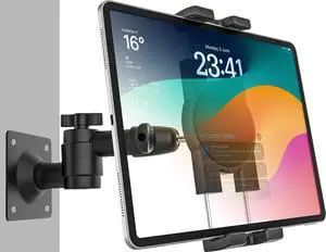 GDZN Universal Tablet Wall Mount Holder for iPad, [Adjustable Arm] Kitchen Cabinet Drill Base Tablet Stand for 4-13 inch Tablets iPad Pro 12.9/Galaxy Tab/, Z Fold/Nexus/LG G Pads/e-Reader/Switch/Phone
