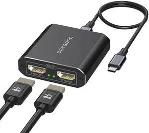 DGYBDFC USB C to Dual HDMI Adapter for 2 Monitors Dual 4K@60Hz Extended Display Type C to HDMI Splitter 1 in 2 Out for Laptops MacBook Pro Air etc. Plug and Play No Driver macOS Only Support SST Mode