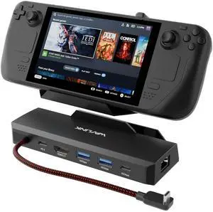 Steam Deck Dock, WAVLINK 6-in-1 Docking Station for Steam Deck/ROG Ally/Legion Go with 4K@144Hz HDMI 2.1, 100W PD in, 3X 10G USB 3.2, Gigabit RJ45