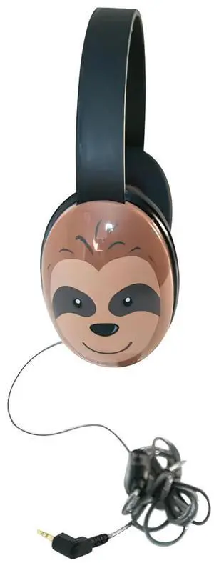 2810 Listening First Headphones, S loth Motif; Adjustable and Flexible Headband; Slotted Baffles in Ear Cups; 3.5mm Plug; 5.5-Foot Attached Cord; Inline Volume Control