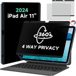 Magnetic Full Privacy Screen for iPad Air 11 inch M2/M3 (6/7th Gen2024/2025) Case Friendly Blue light Blocker Anti-glare Eye Strain Filter, Removable 360°Anti Spy Film Support Apple Pencil