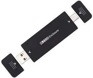 cablecc Combo Type-C & USB3.0 to NVME M-Key M.2 NGFF SATA SSD PCBA Case 2230/2242mm Adapter RTL9210B Chipset