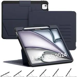 Timecity for iPad Air 13 Inch Case M3 2025/ M2 2024, Strong Magnetic with 6 Angle Stand, Auto Sleep/Wake, Upgrade PU Leather Cover for iPad Air 13 2024, Navy Bule