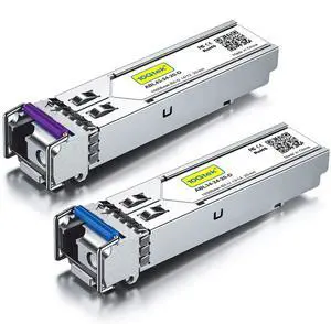 10Gtek a Pair of 1.25G SFP Bidi Transceiver, 1000Base-BIDI SingleMode Simplex LC Fiber Module for Cisco GLC-BX-D, Ubiquiti UniFi UF-SM-1G-S, Mikrotik and More, SMF 1490nm/1310nm, DDM, up to 20 km