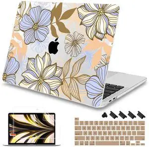 Mektron Case for MacBook Pro 16 Inch A2141 Cover 2019 Release 16" with Liquid Retina Display/Touch ID, Plastic Hard Shell with Keyboard Skin & Screen Protector & Dust Plug, Abstract Floral