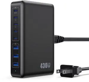 USB C Charger 430W USB C Charger Block 8-Ports GaN IV Fast Charging Station,PD 100W Laptop Charging Hub Wall Adapter Compatible with MacBook/Air,DELL,Steam Desk,iPhone 16/15/14,Galaxy S24 etc