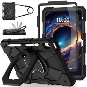 WESOROL Case for iPad (A16) 11th Generation 11 Inch (2025),iPad 10th Generation 10.9 Inch (2022),Full-Body Drop Protection i Pad Case 10th Gen Kids Friendly with Rotating Stand Screen Protector,Black