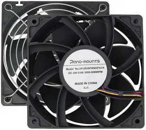 2-Pack 24V DC 120mm High CFM 12038 120mm x 38mm 4.72inch 0.8A High Speed Dual Ball Bearing 4Pin PWM Brushless PC Computer CPU Case Miner Exhaust Ventilation Fan with Metal Guard Grill 3000-5000RPM