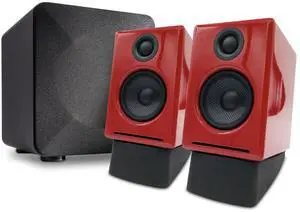 Audioengine A2 Red Computer Speakers with 210W S6 Subwoofer and DS1 Stands