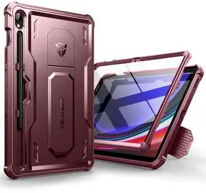 Dexnor Case for Samsung Galaxy Tab S9 11 Inch 2023, [Built in Screen Protector & Kickstand] with Pen Holder Heavy Duty Shockproof Full Body Protective Cover for Galaxy Tab S9 Case-Red