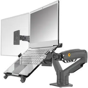 NB North Bayou Laptop Mount with Adjustable Tray for 10-17Notebook, Full Motion Arm with VESA Plate for 17-30Monitor,Clamp-on Grommet Mounting F160-FP (Black)