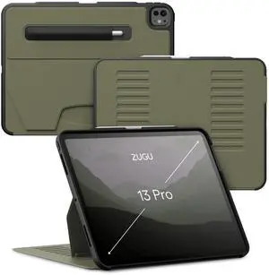 Zugu Case for iPad Pro 13 (M4) 2024, Slim Protective Cover with Apple Pencil Holder, Auto Wake/Sleep, Multiple Viewing Angles, iPad Pro 13 Inch Cover, Phone Protectors, Olive Green