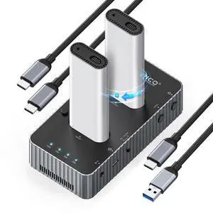 ORICO 40Gbps M.2 NVMe Hard Drive Docking Station with Offline Clone Dual-Bay NVMe Cloner with USB C Cable for Both (M Key, B+M Key) PCIE NGFF Dock, Compatible Size 22110 2280 2260 2242 2230-IT28N