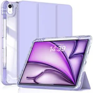 Sevrok Glitter Case for iPad Air 13" M3/M2 (2025/2024), Screen Leather Protector with Pencil Holder,Soft Leather Trifold Stand Magnetic Smart Cover with Clear TPU Back, Auto Wake/Sleep, Purple