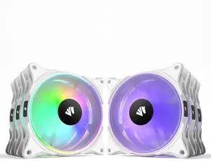 AsiaHorse FS-9002 Pro 120mm RGB Case Fan, 26 LED ARGB and Double LED Lingting Loops, 800-1800rpm Pwm Case Fan with 5V PWM Motherboard Sync/Analog Controller (6 Pack, White)