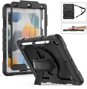 TSQ Case for iPad 9th/8th/7th Generation 10.2 Inch for Kids, Rugged Protective Cover w/Screen Protector&Pencil Holder&Stand&Strap, Drop Protection Case for iPad 9th 8th 7th Gen-Obsidian