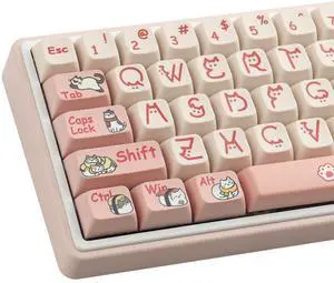 Hyekit PBT Keycaps 131 Keys Cat Planet Keycaps Dye-Sublimation Cute Keycaps XDA Profile Custom Keycaps for Cherry Gateron MX Switches Mechanical Keyboards