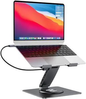 Laptop Docking Station for MacBook Pro/Air/Dell/HP/Surface HC 11-in-1 USB C Hub 360°Rotatable Laptop Stand with USB Hub 4K HDMI USB 3.0 PD100W 3.5mm Audio Jack RJ 45 TF/SD Reader Universal Laptop Dock