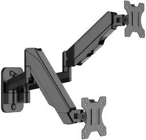HIPPOFLEX Dual Monitor Wall Mount for 17-32 inch Screens, 2 Monitor Arms with Gas Spring System Each Carries up to 17.6lbs, General Use Wall Mounts, Height Adjustable, Tilt, Swivel, Rotate