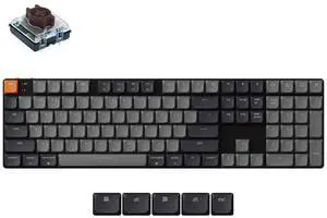 Keychron K5 QMK Custom Mechanical Keyboard, Ultra-Slim Full Size 104 Keys Wireless Gaming Keyboard, Low-Profile Brown Switch with RGB Backlits for Mac Windows, Version 2