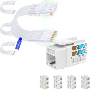 Rapink Patch Cables Cat6a 1ft (24 Pack) Slim & Keystone (25 Pack)