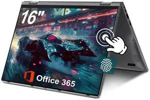 jumper 16 inch Convertible Laptop, 2 in 1 Laptop Computer with 16GB RAM 1152GB Storage, IPS FHD 360 Degree Touchscreen, Fingerprint Reader, Backlit Keyboard, Celeron N5095, 1 Year Office 365