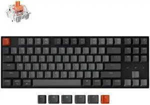 Keychron K8 Wireless Mechanical Keyboard  Silent Red Switch for Quiet Office and Gaming, TKL 87 Keys, Soft White LED Backlight, Bluetooth & USB-C Wired Connectivity, Compatible with Mac and Windows