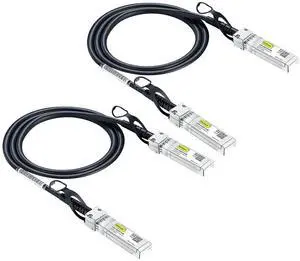 10Gtek SFP+ DAC Twinax Cable, 10G SFP+ to SFP+ Direct Attach Copper Patch Passive Cable for Cisco SFP-H10GB-CU1.5M, Meraki MA-CBL-TA-1.5M, Ubiquiti UniF, D-Link, Netgear, 1.5-Meter(5ft), 2-Pack