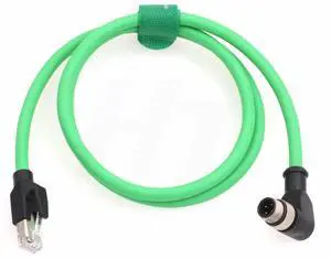 HangTon Vision Sensor Ethernet M12 4 Pin D-Coded Right Angle to RJ45 Cable for Sick Omron Keyence EtherCAT Network CAT5e Shielded Flexible 1m