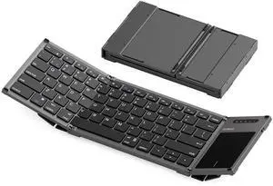 Inateck Foldable AI Keyboard with Touchpad, Bluetooth Wireless Mini Pocket Keyboard, 3 Bluetooth Channels, Compatible with iOS, Android, Windows, QWERTY