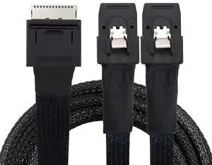 cablecc 50cm OCuLink PCIe PCI-Express SFF-8611 8X 8-Lane to Dual SFF-8087 4X SSD Data Active Cable