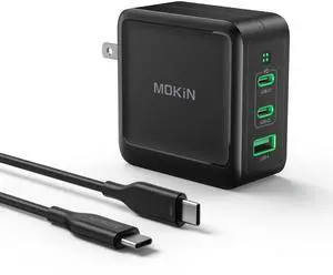 100W USB C Charger, 3-Port GaN+ USB C Charging Block, Foldable and Compact Fast Wall Charger Power Adapter for MacBook Pro/Air, iPad Pro, iPhone 16/15, Dell XPS, Galaxy S24/S23, and More