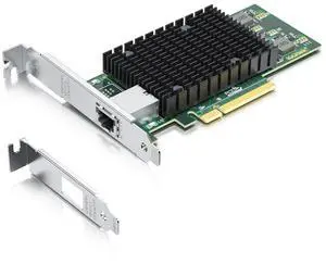 10Gtek 10Gb PCI-E NIC Network Card, Single Copper RJ45 Port, with Intel X540-BT1 Controller, PCI Express Ethernet LAN Adapter Support Windows Server/Windows/Linux/ESX, Compare to Intel X540-T1