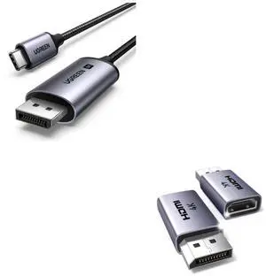 UGREEN USB C to DisplayPort 1.4 Cable 8K@60Hz 4K@240Hz Unidirectional Thunderbolt 4/3 to DP Cord Bundle 2Pack 4K DisplayPort to HDMI Adapter Unidirectional DP Male to HDMI Female