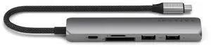 Satechi 6 in 1 USB C Hub Multiport Adapter with 4K HDMI, 100W PD Charging, 2X USB-A Data Ports, Micro/SD Card Readers for MacBook, Windows  Space Gray