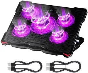 AICHESON S035 Purple Laptop Cooling Pad and 2 Pack 2ft USB A Cables Set