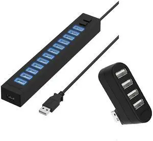 Sabrent 13 Port High Speed USB 2.0 Hub + 4-Port USB 2.0 Hub [90°/180° Degree Rotatable]