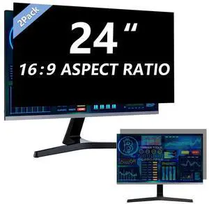 Halloive 2 Pack Computer Privacy Screen 24 Inch for 16:9 Widescreen Monitor, Removable Eye Protection Anti Glare Blue Light Computer Screen Privacy Shield, Anti Spy Screen Protector Film