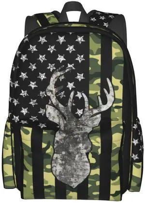 sunwarshile Camo Hunting American Flag Backpack Bookbag For Girls Boys School Lightweight Daypack