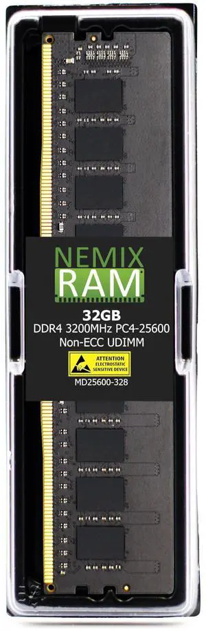 NEMIX RAM 32GB (1X32GB) DDR4 3200MHZ PC4-25600 2Rx8 1.2V CL22 288-PIN Non-ECC Unbuffered Desktop PC Memory