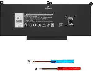 YOBVTBF F3YGT Laptop Battery 7480 Battery 7490 Battery for Dell Latitude 7280 7290 7380 7390 7480 7490 12 7000 13 7000 P29S002 14 7000 P73G002 Series DM6WC 2X39G KG7VF 451-BBYE 453-BBCF 60WH 7.6V