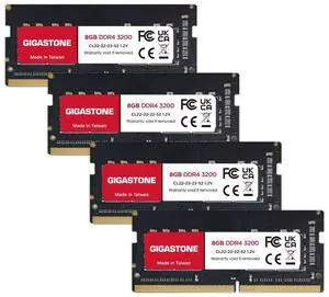 DDR4 RAM Laptop Only GIGASTONE 32GB Kit (4x8GB) DDR4 2666MHz (2400MHz or 2133MHz) PC4-21300 (PC4-19200/17000) CL19 1.2V SODIMM 260 Pin Unbuffered Non ECC High Performance Notebook Memory Upgrade
