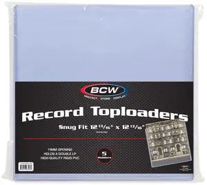 BCW Vinyl Record Album Topload Holder - 5 Pack | Snug Fit, Protective Storage Case for Vinyl Records | 11MM Slot Depth | Record Storage Accessories | Rigid Plastic Vinyl Record Holders, Clear