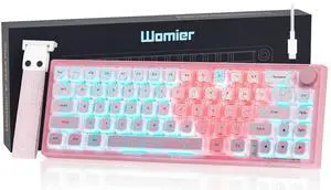 Womier 60% Gaming Keyboard Pink, QMK/VIA Creamy Mechanical Keyboard Topographic, Hot Swappable Gasket Mount RGB Wired Key Board & Translucent Keycaps(VK66 PRO)